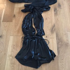 Black satiny romper